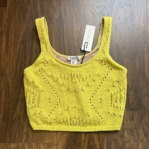 Rachel Zoe Lime Green Crochet Sleeveless Top Size M